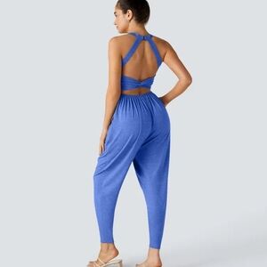 Women's Blue High-Waist Relaxed Joggers